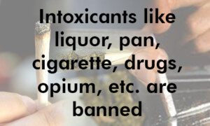 Intoxicants like liquor, pan, cigarette, drugs, opium, etc. are banned
